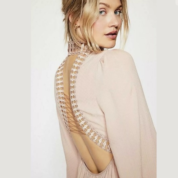 Free People Embroidery Lace Up Back Dress - Picture 2 of 14
